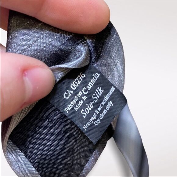 ALEXANDER JULIAN | Black & Gray Striped Tie - Picture 3 of 4